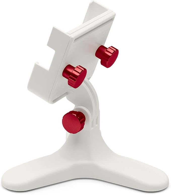WeatherTech DeskFone Two View - Adjustable, Universal Cell Phone Holder Mount Stand for Desk, Counter, Table - Tripod Design for iPhone & Smartphone Charging - Red Metal Knobs