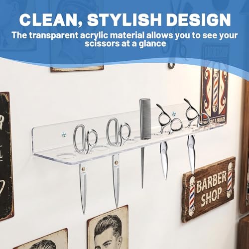 Acrylic Shear Holder Wall Mounted 12 Slot Scissors Holder Rack for Stylist