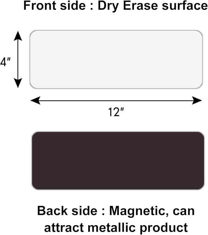 Larger Magnetic Dry Erase Labels 12"x 4" White, Big Dry Erase Magnetic Labels for Whiteboards, Fridge, School Classroom, Pack of 10