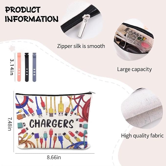 Charging Stuff Travel Bag Pouch Small Charger Cable Organizer Storage Case Ties Portable Earphone Holder Bag Charger Gift Bags Usb Cable Pouches Elastic Silicone Straps for Electronics Data Cord Wrap