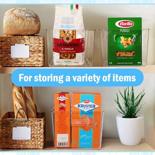 10 Pcs Clear Plastic Storage Bins,Pantry Organizer Bins | Storage Containers with Handles Stackable for Kitchen Freezer Cabinet Closet Bathroom Under Sink,9'' L x 5''W x 4.3''H
