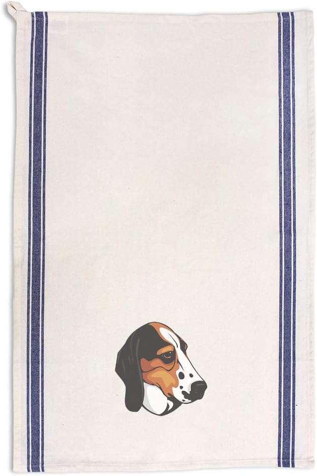 Style In Print Custom Decor Kitchen Towels Treeing Walker Coonhound Head Pets Dogs Cleaning Supplies Dish Towels Blue Stripe Design Only