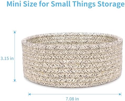 ABenkle 2 Pack Small Baskets, Cotton Rope Woven Basket, Cute Mini Tiny Storage Baskets, Decorative Boho Basket for Nursery Living Room Bedroom Shelf, Empty Gift Basket - Mix Brown