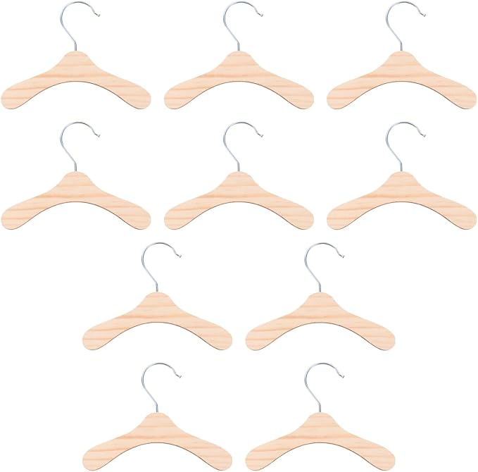 10 Pcs Wooden Dog Clothes Rack, Pet Apparel Hangers for Doll Dog Cat Clothes, Supply Organizer Hangers (Large)