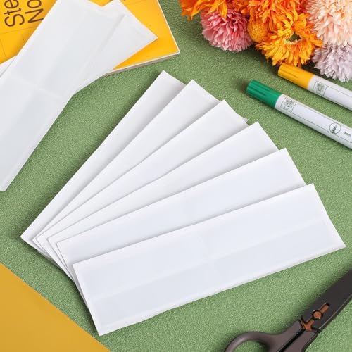 Epakh 200 Pcs 1.2 x 4.3'' Self Adhesive Label Holders Shelf Tag Pockets | Insert Card Sleeves for Storage Bin Shelving Warehouse Office Retail Drawer Mailbox Organization Identification