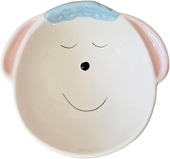 Cute Highland Cow Design Elevated Cat Bowl,Catoon Animal Dish - 15° Tilted Ceramic Pet Food Dish, Anti-Vomit for Cats/Dogs, Wide Mouth, Holds 150g Kibble