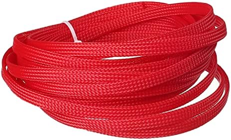 Othmro 16.4ft PET Flexible Expandable Braided Cable Sleeves 0.23inch Width Wire Loom Sleeving and Organizer Flexible Wire Mesh Sleeves for TV Audio PC Cords from Pets Chewing Red