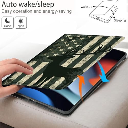 Bxgolkgd Tablet Case for Samsung Galaxy Tab S6 Lite 10.4 Inch (2024/2022/2020),Shockproof Stand Cover with Heat Dissipation,Auto Wake/Sleep Function,American Flag Deer
