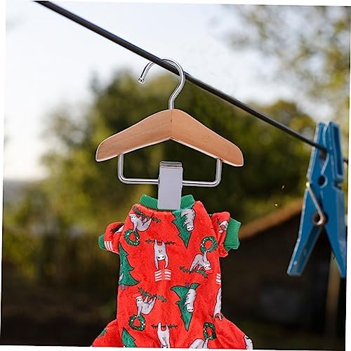 Milisten 2PCS Wooden PET Clothes Hangers Clips Adjustable Dog and Cat Clothing Drying Rack Non-Slip Skirt Clip for PET Apparel