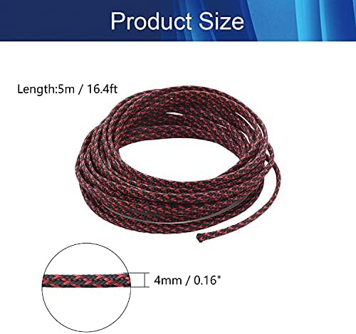 Jutagoss PET Expandable Braided Cable Sleeve, 16.4ft - 3/16 inch Black Red Cable Management Sleeve, Wire Loom Tube Cord Protector for USB Cable, Power Cord, Audio Video and More, 1Pc