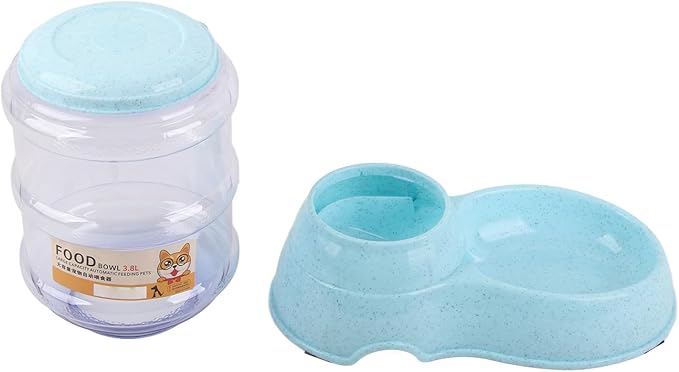 Haofy Automatic Pet Water Dispenser 3.8L Large Capacity Non Leak Gravity Water Bowl with Detachable Design Non Slip Base for Dogs Cats Ideal for Home Travel Crate Multi Pet Households (for Food Blue)
