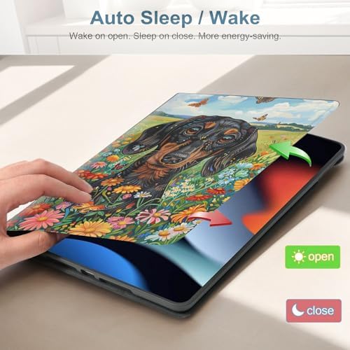 for Samsung Galaxy Tab A 10.1 2016 (SM-T580/T585/T587) Tablet Protective Cover with Adjustable Stand and Magnetic Auto Wake/Sleep,Dachshund