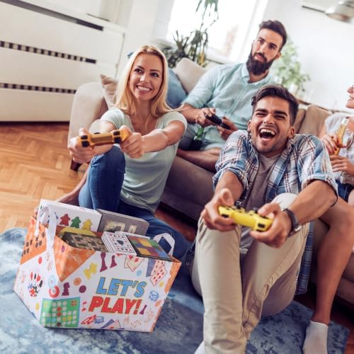 Breling 4 Pcs Game Night Gift Basket Game Night Party Decorations Games on Baskets with Handles Storage Bin Organizer Box for Christmas Family Games Party Supplies Family Gatherings Gifts