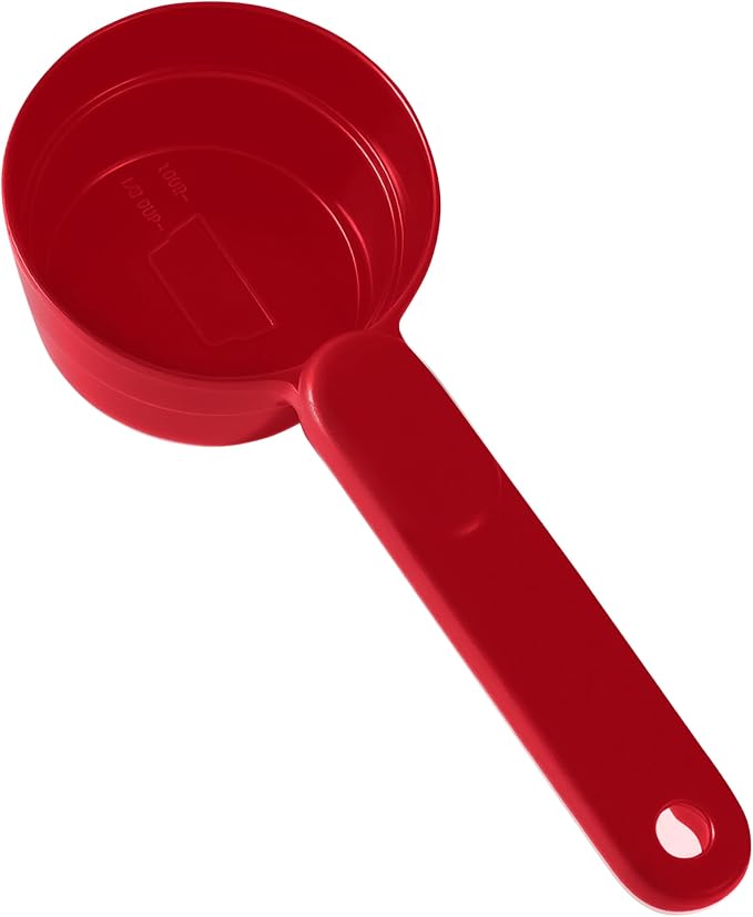 Joyinjojo Dog Food Scoop 1 Cup 1/2 Cup - Melamine Dog Food Measuring Cup, Pet Food Scoop for Dog Cat...Comfortable Long Handle for Easy to Scoop Food, Red 1 Cup