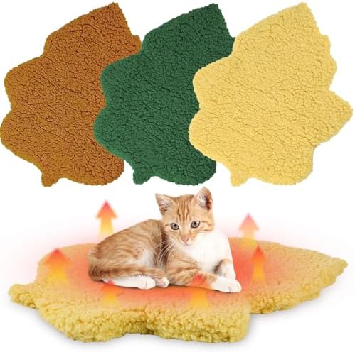 3Pack Self Warming Pet Bed Leaf Pad,Mixed Colors,Small-16''x20''