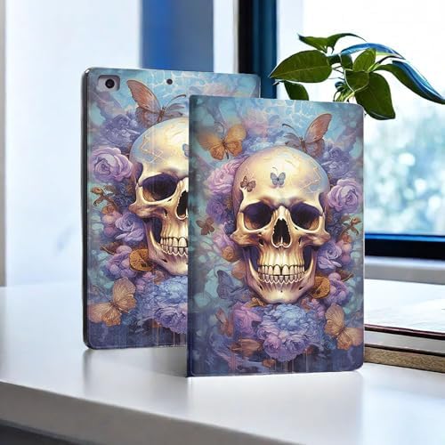for Microsoft Surface Pro 11/10/9-13" 2024/2022 Tablet Case,Auto Wake/Sleep,Adjustable Stand Protective Cover - Skull Butterfly Flower