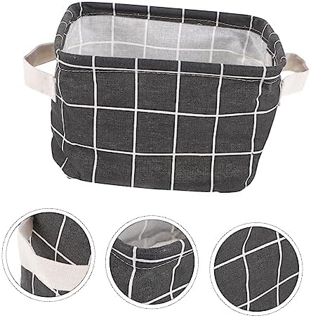 Mipcase 2pcs Cotton Linen Storage Basket for Sundries Pet Toys and Cosmetics Portable Organizer with Handles for Home Office and Bedroom