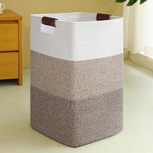 Laundry Hamper 96L Extra Large Laundry Basket, Woven Blanket Basket | Cotton Woven Storage Hamper with Handles for Living Room, Large Baskets for Pillows, Blankets, Clothes-Gradient Yellow