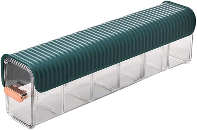 Sock Organizer Gold Plated Handle Transparent Design Adjustable Compartment Space Saving Wall Hang Underwear Cabinet Storage Box(Dark Green)