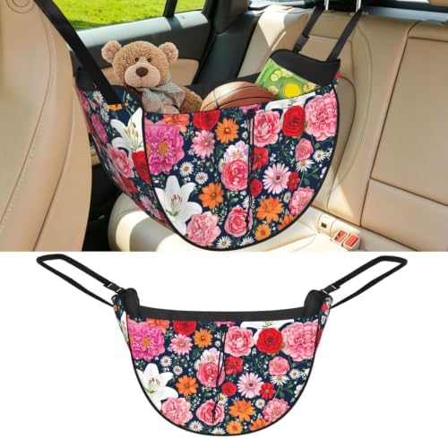 Floral Explosion Car Seat Organizer-Backseat Storage Bag for Travel | Waterproof Durable. Holds Snacks Gear Essentials. Fits Most Cars.