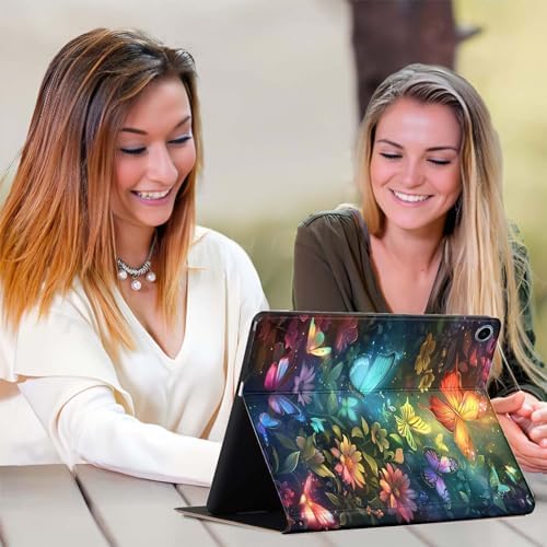 for Samsung Galaxy Tab E 9.6" Tablet Case 2015(SM-T560/T561/T565/T567),Premium Leather Folio Stand Auto Wake/Sleep,Multiple Viewing Stand,Colorful Butterflies Flowers