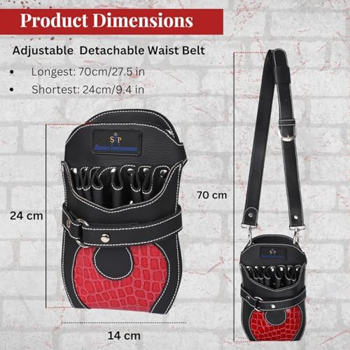 Shear Professional Leather Holster Scissor Pouch For Hair Stylist Tools Bag, Barber Hairdressing Organizer with Waist Shoulder Belt, Shear Hair Cutting Scissor Holder, Baber Accessories for Travelling