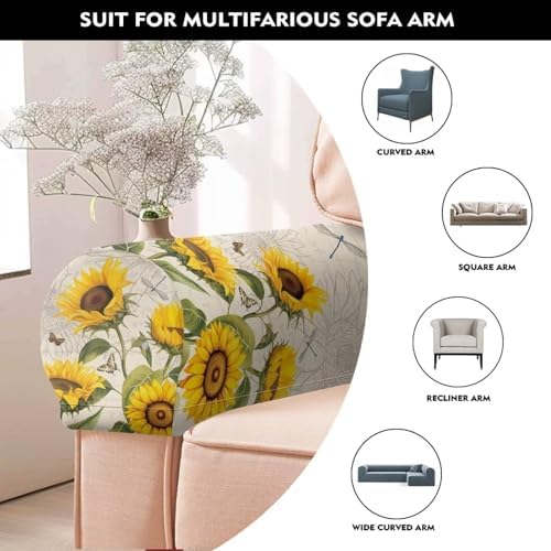 Sunflower Couch Arm Covers Stretch Chair Covers Anti-Slip Sofa Arm Covers for Chairs and Sofas Armchair Protect and Decorate Your Sofa