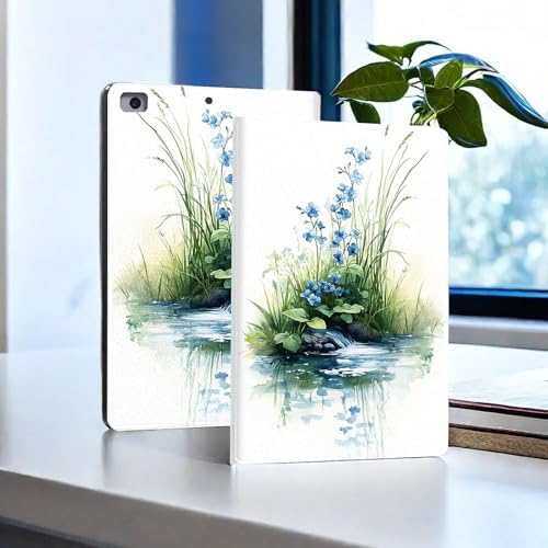 for Microsoft Surface Pro X/Pro X Plus-13 2019/2020/2021/2024 Tablet Case,Auto Wake/Sleep,Adjustable Stand Protective Cover - Watercolor Blue Flowers