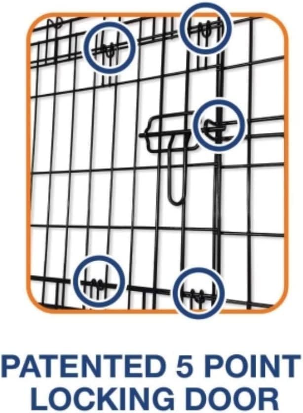 Precision Pet Products Two Door Great Crate Wire Dog Crate, 42 Inch, For Pets 70-90 lbs, With 5-Point Locking System