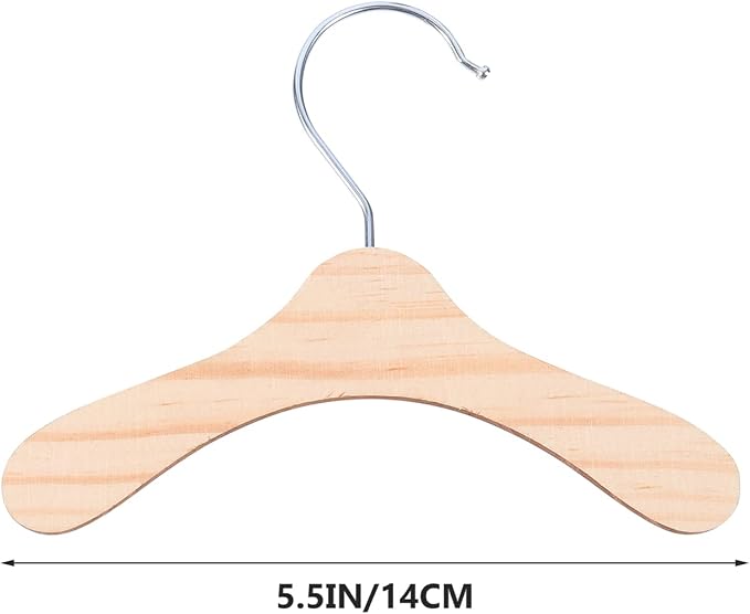 UKCOCO 10pcs Wooden Pet Apparel Hangers, Dog Clothing Hanging Rack, Silver, Wood Color, 5.50X5.50X0.20inch