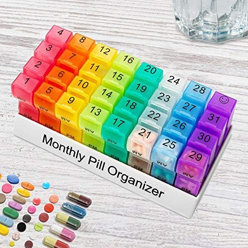 Deke Home - Monthly Pill Organizer 2 Times a Day, 30 Day Pill Box with AM PM Compartments, Large Monthly Medicine Organizer for Vitamins, Supplements & Medication, Travel-Friendly Pill Case, BPA Free