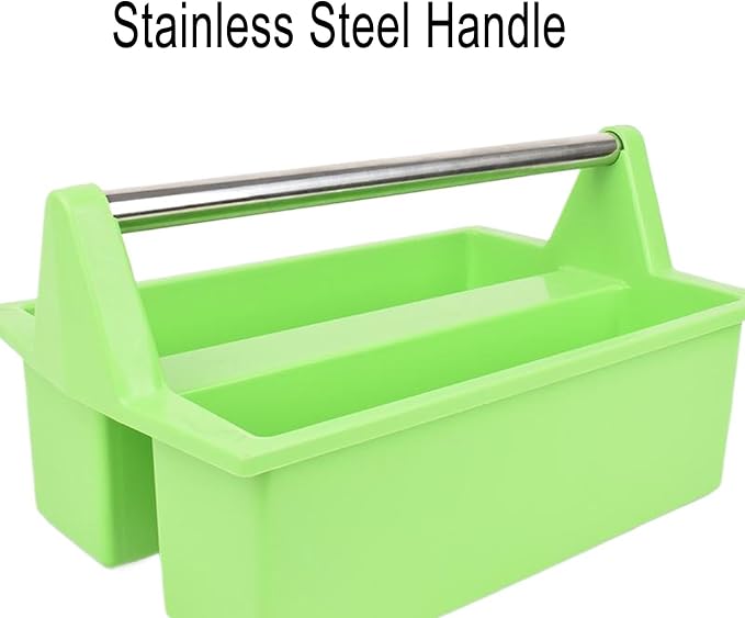 Plastic Storage Tool Tray Tote for Versatile Multiuse Tool Caddy with Attached Portable Handle Organize Carry Tools Farm Veterinary Tool Box Veterinary Medicine box (Stainless Steel Green Tray)
