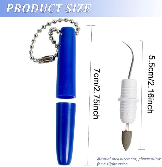 2PCS Reusable Dental Picks Kit Portable Teeth Stain Plaque Remover with Keychain with Keychain Tooth Erasers Tartar Eraser Tool Set for Travel, Pets & Oral Hygiene, Blue and White(Pack of 2)