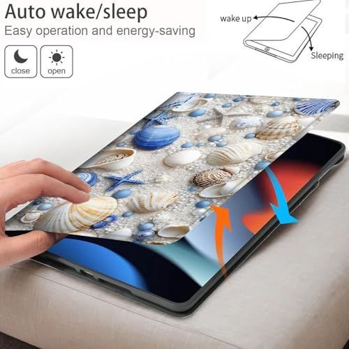 Bxgolkgd Tablet Case for Samsung Galaxy Tab A7 Lite 8.7 Inch 2021(SM-T220/T225/T227),Shockproof Stand Cover with Heat Dissipation,Auto Wake/Sleep Function,Shell Conch Starfish Beach