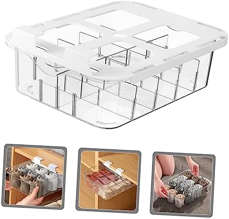 MAGICLULU Underwear and Socks Drawer Organizer with Transparent Compartments Pet Material Storage Box for Closet and Bedroom Capacity Divider for Bras Panties and Clothes Storage