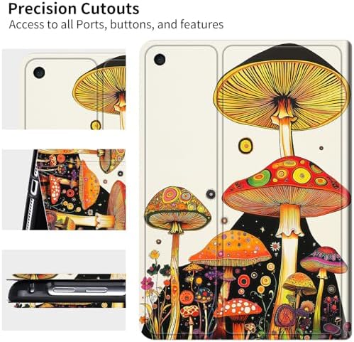 Case for Samsung Galaxy Tab A8 10.5" 2022 Model (SM-X200/X205/X207) | Slim Leather Smart Cover with Multi-Angle Anti-Slip Stand [Auto Wake/Sleep] Shell for Women Men - Mushroom Painting
