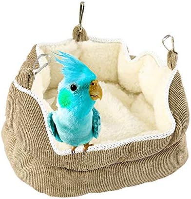 QBLEEV Bird Nest House, Parrot Winter Warm Bed for Cage Hanging Hammock | Soft plush snuggle hut tent, parrot cage accessories hideaway sleeping bed for budgie parakeet cockatiel conure lovebird