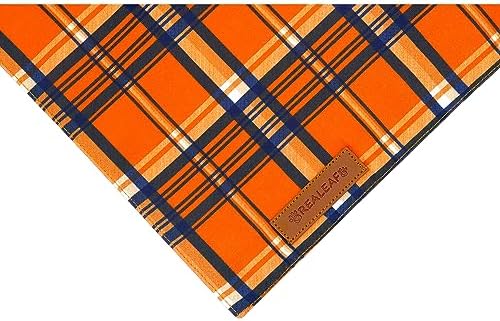 Realeaf Fall Dog Bandanas 2 Pack, Reversible Orange Plaid Holiday Pet Scarf for Boy and Girl, Premium Durable Fabric, Halloween Thanksgiving Bandana for Small and Medium Dogs (Small)