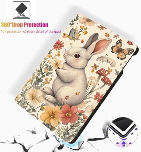 for Microsoft Surface Pro 8-13" 2021 Tablet Case,Auto Wake/Sleep,Adjustable Stand Protective Cover - Rabbit Flower