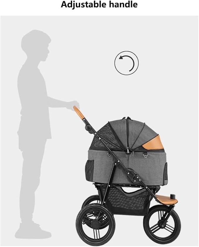 Pet Stroller Strolling Cart for Small Dogs Folding 3 in 1 Stroller for Cats 3 Wheels Travel Waterproof Puppy Strollers