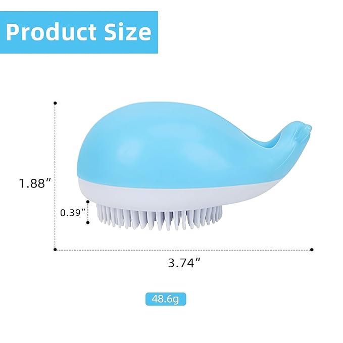 Blue Whale Dog Bath Brush with Shampoo Dispenser Dog Washing Brush Cat Deshedding Comb with Massage Pin Pet Grooming Bathing Tool for Dogs and Cats Remove Loose Hair Deep Cleansing