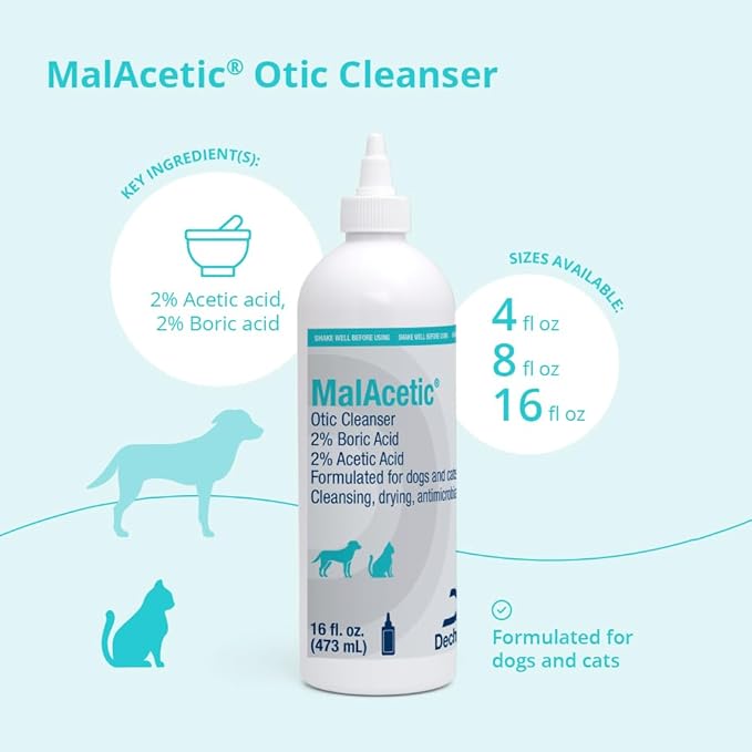 MalAcetic Otic Cleanser for Dogs and Cats, 16 oz