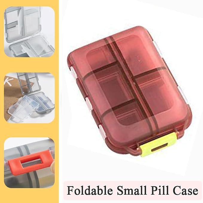 10 Compartment Pill Organizer Case, Travel Daily Medicine Pill Box | Small Size Weekly Viatamin Dispenser Reminder, Container for Medication, Supplement, Cod Liver Oil, Capsules, Calcium Tablet
