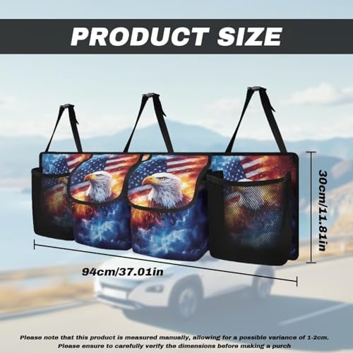Eagle American Flag Hanging Car Trunk Organizer Car Back Seat Storage Bag Auto Cargo Bag Collapsible Auto Interior Accessories for Sedans SUV Jeep Trucks MPV Van