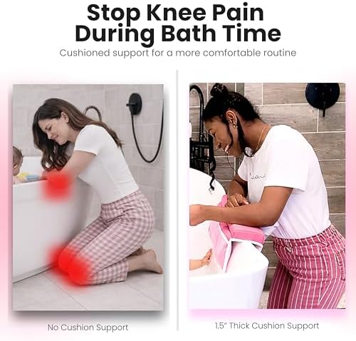 Certified Bath Kneeler 1.5" Padding Bath Kneeler and Elbow Rest Pad Set | 8 suction cups, non-toxic, fast dry bath kneeling pad for bath tub, toy organizer, kneeling pad for bathing baby by Supa Ant