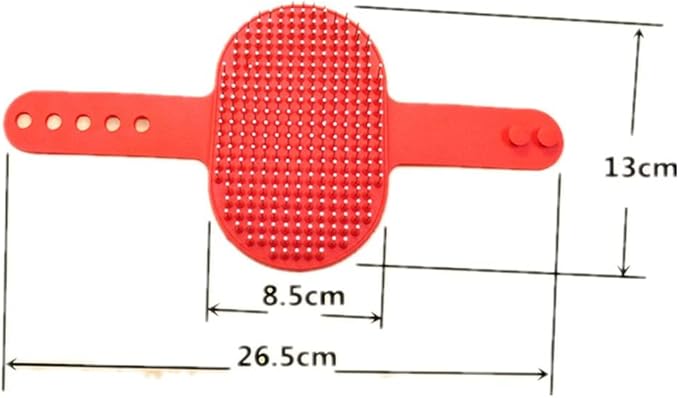 Pet Rubber Grooming Brush Bath Brush Massager with Adjustable Loop Handle Stainless Steel Pin, Random Color