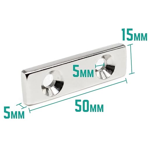 1/2/5/10/20PCS 50x15x5-5mm Long Strip Block Neodymium Holes 5mm Countersunk Quadrate Permanent NdFeB 50 * 15 * 5-5 m Magnets(1PCS)