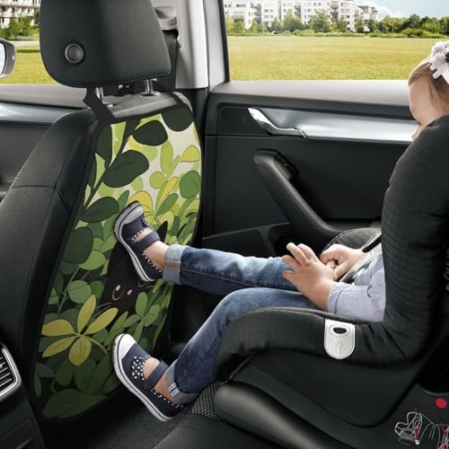 Car Seats Back Protector 2 PCS - Cat in The Grass | with 3 Storage Pockets, Shield Seats From Dirt, Mud Scratches, Fits Cars SUVs Trucks and Jeeps