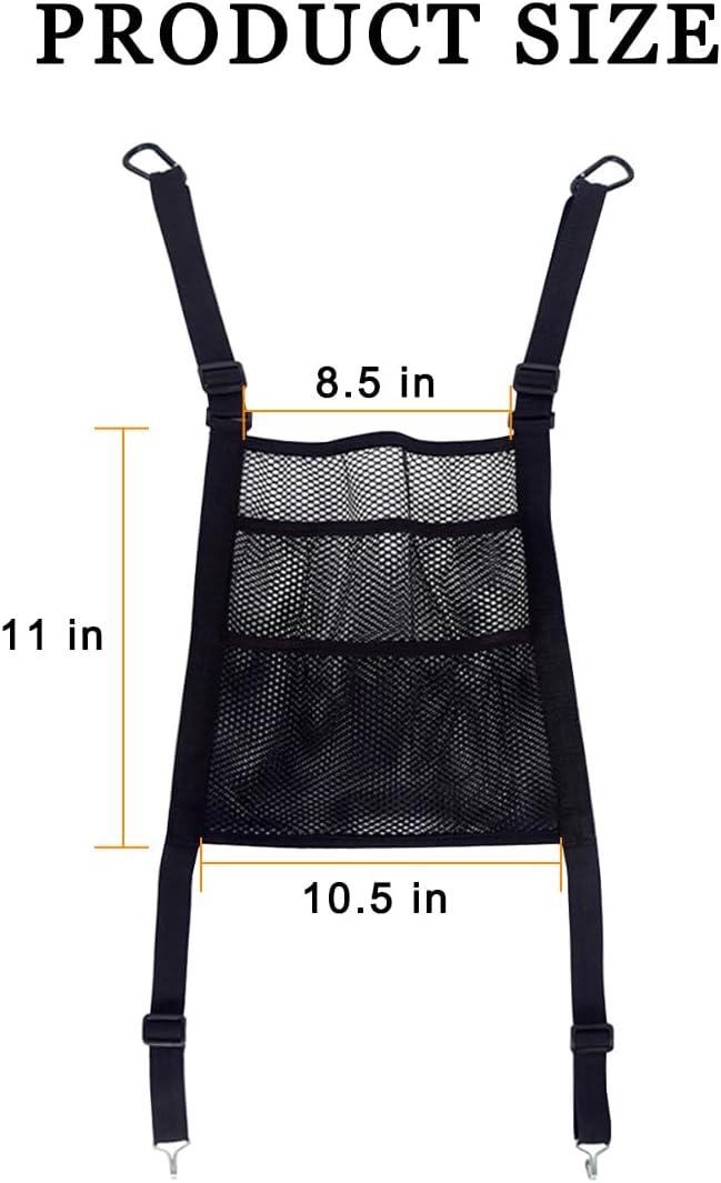 zipelo Car Mesh Organizer, 3 Layer Vehicle Barrier of Backseat Pet Kids, Elastic Automotive Net Pocket Handbag Tissue Purse Storage Net Holder Accessories, Universal for Car, SUV, Van