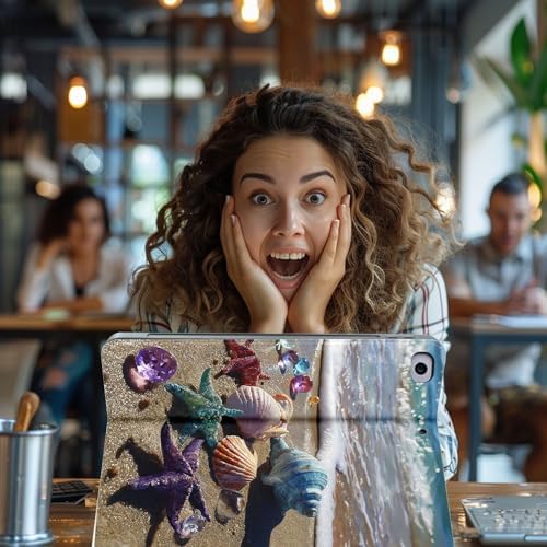 for Microsoft Surface Pro 11/10/9-13" 2024/2022 Tablet Case,Auto Wake/Sleep,Adjustable Stand Protective Cover - Shell Conch Starfish Beach
